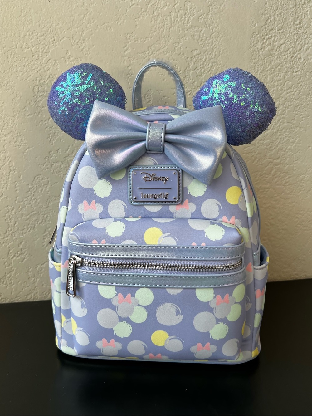 Loungefly Minnie Exclusive Iridescent All Over Print Sequin Ear Mini Backpack